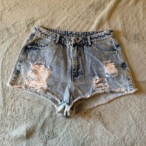 Peach Love California Light Blue Distressed Jean Shorts